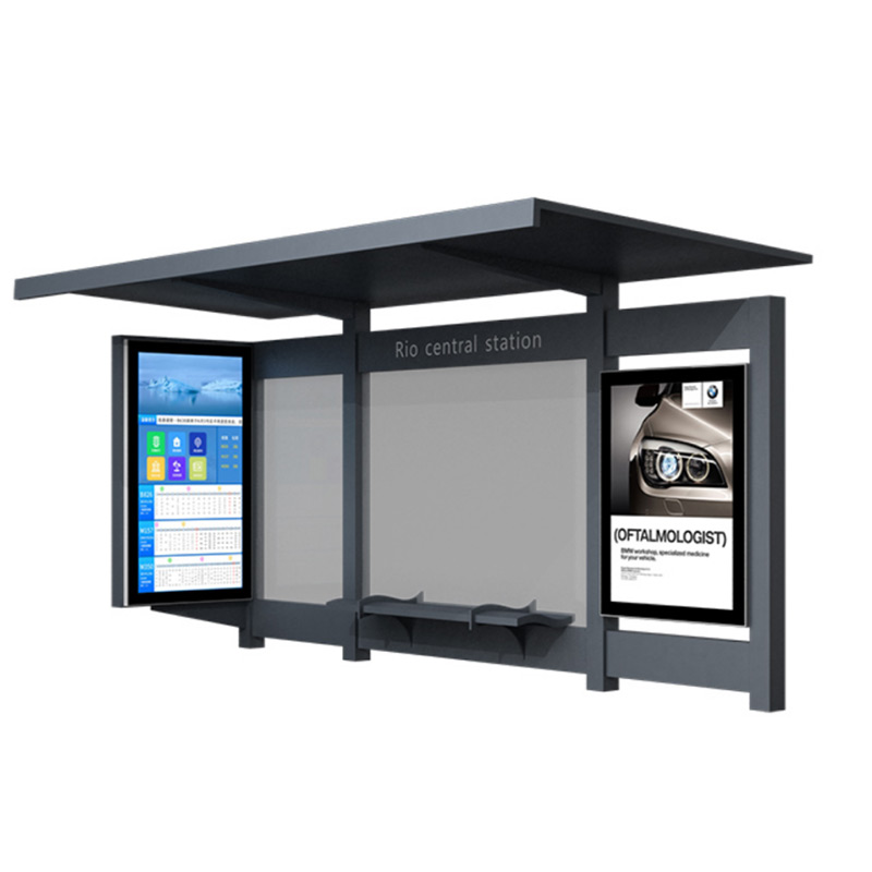 Modern Elektronisk Smart Bus Stop Shelter Station med reklamskylt